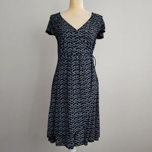 ME MARY ELLEN Size Large Short Sleeve Black & Gray Jersey True Wrap Dress NWT